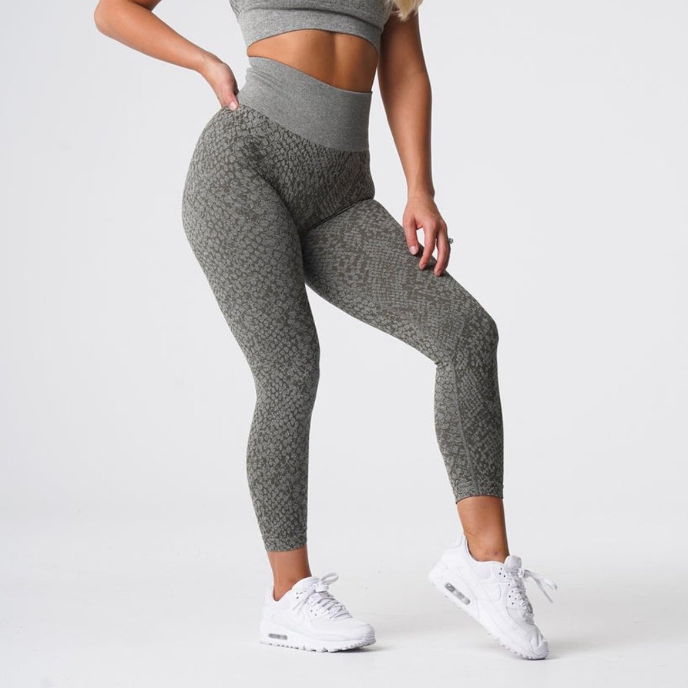 Khaki Green Snakeskin Seamless Leggings